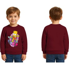 Sedirli Unisex Simpson Baskılı Çocuk Swaetshirt 3 Iplik Şardonlu