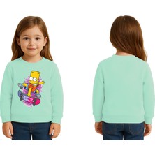Sedirli Unisex Simpson Baskılı Çocuk Swaetshirt 3 Iplik Şardonlu