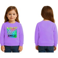 Sedirli Unisex Smile Baskılı Çocuk Swaetshirt 3 Iplik Şardonlu