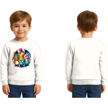 Sedirli Unisex Pokemon Baskılı Çocuk Swaetshirt 3 Iplik Şardonlu