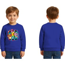 Sedirli Unisex Pokemon Baskılı Çocuk Swaetshirt 3 Iplik Şardonlu