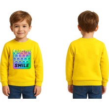 Sedirli Unisex Smile Baskılı Çocuk Swaetshirt 3 Iplik Şardonlu