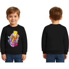 Sedirli Unisex Simpson Baskılı Çocuk Swaetshirt 3 Iplik Şardonlu