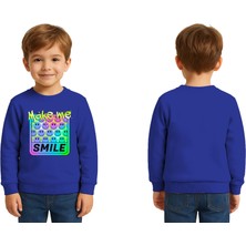Sedirli Unisex Smile Baskılı Çocuk Swaetshirt 3 Iplik Şardonlu