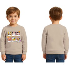 Sedirli Unisex Disney Baskılı Çocuk Swaetshirt 3 Iplik Şardonlu