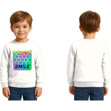 Sedirli Unisex Smile Baskılı Çocuk Swaetshirt 3 Iplik Şardonlu