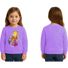 Sedirli Unisex Simpson Baskılı Çocuk Swaetshirt 3 Iplik Şardonlu