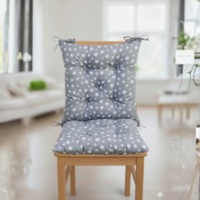 Momme Candy Pofidik Arkalıklı Gri Sandalye Minderi Özel Dikişli Bağcıklı 40 x 85  cm