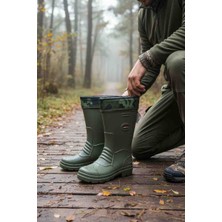 Moda Fiesta Eva Erkek Su Geçirmez Uzun Yağmur Çizmesi – Çıkarılabilir Çorap Astar – Kamuflaj Detaylı – Kaymaz Taban