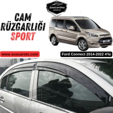 ŞüsCarOto Aksesuar Ford Connect 2014-2022 Uyumlu Mugen Cam Rüzgarlığı Seti Piano Black 4\'lü Ithal Parlak Siyah