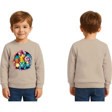 Sedirli Unisex Pokemon Baskılı Çocuk Swaetshirt 3 Iplik Şardonlu