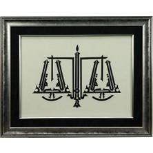 E38 El Işçiliği Hüsn-I Hat Terazi  Besmele-I Şerif Tablo 80*62 cm - 6443