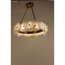 GN Gen Aydınlatma Modern Ham Mermer Parçalı 3 Renk LED Bronz Eskitme Sarkıt Avize