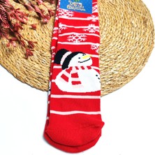 Yılbaşı Temalı Unısex Çorap Kardan Adam Baskılı