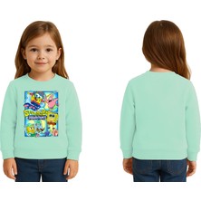 Sedirli Unisex Sünger Bob Baskılı Çocuk Swaetshirt 3 Iplik Şardonlu