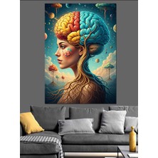 Artmeg Beyin Ağaç Kadın Portresi Dekoratif Kanvas - Mdf Ahşap Tablo