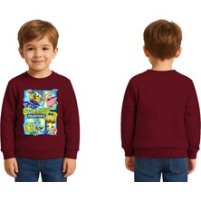 Sedirli Unisex Sünger Bob Baskılı Çocuk Swaetshirt 3 Iplik Şardonlu