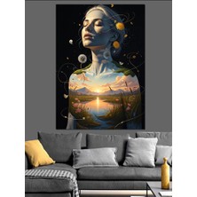 Karizma Tablo Doğa Manzaralı Kadın Silüeti Dekoratif Kanvas - Mdf Ahşap Tablo