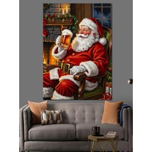Karizma Tablo Bira Içen Noel Baba Dekoratif Kanvas - Mdf Ahşap Tablo