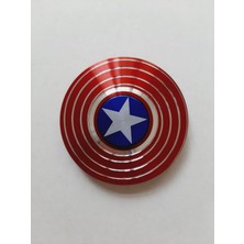 Bir Sürü Eşya Pak Market Premium Metal Stres Çarkı Kaptan Amerika Kalkan Figürlü Finger Spinner Kırmızı