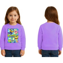 Sedirli Unisex Sünger Bob Baskılı Çocuk Swaetshirt 3 Iplik Şardonlu