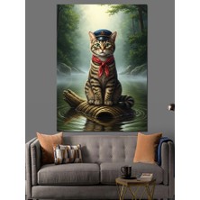 Karizma Tablo Salda Giden Denizci Kedi Dekoratif Kanvas - Mdf Ahşap Tablo