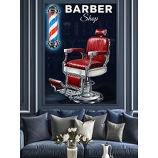 Karizma Tablo Retro Berber Koltuğu Posteri Dekoratif Kanvas - Mdf Ahşap Tablo