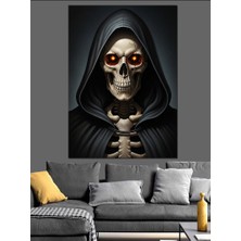 Karizma Tablo Kırmızı Başlıklı Ölüm Figürü Dekoratif Kanvas - Mdf Ahşap Tablo