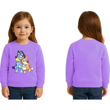 Sedirli Unisex Bluey Baskılı Çocuk Swaetshirt 3 Iplik Şardonlu