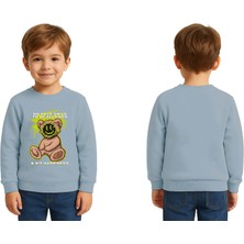 Sedirli Unisex Ayıcık Bear Baskılı Çocuk Swaetshirt 3 Iplik Şardonlu