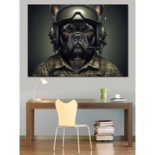 Zırhlı Kara Köpek Portresi Dekoratif Kanvas - Mdf Ahşap Tablo