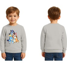 Sedirli Unisex Bluey Baskılı Çocuk Swaetshirt 3 Iplik Şardonlu