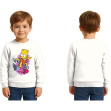 Sedirli Unisex Simpson Baskılı Çocuk Swaetshirt 3 Iplik Şardonlu