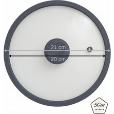 5Gen Tasarım Gri Silikon Çerçeveli ve Kulplu Modern Cam Tencere Kapağı – Cam Çapı: 18-20-24-26-28 Cm, Yer Kaplamayan Düz (Flat) Tasarım