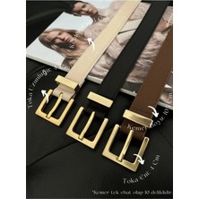 Fiori 3'lü Kare Tokalı Köprülü Kadın Kemeri, Pantolon Kemeri, Ceket Kemeri, Elbise Kemeri