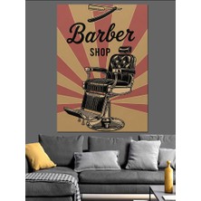 Karizma Tablo Berber Koltuğu Vintage Poster Dekoratif Kanvas - Mdf Ahşap Tablo