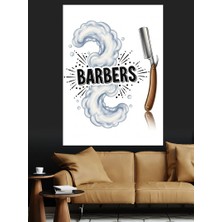 Karizma Tablo Berber Dükkanı Logo Tasarım Dekoratif Kanvas - Mdf Ahşap Tablo