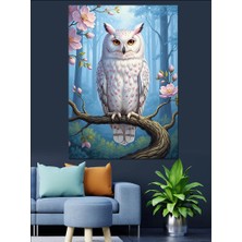 Karizma Tablo Ormanda Duran Beyaz Baykuş Dekoratif Kanvas - Mdf Ahşap Tablo