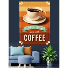 Artmeg Start With Coffee Yazısı Dekoratif Kanvas - Mdf Ahşap Tablo
