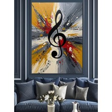 Tablomega Renkli Sol Anahtarı Çizimi Dekoratif Kanvas - Mdf Ahşap Tablo