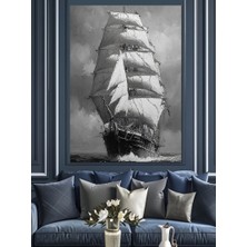 Karizma Tablo Fırtınalı Denizde Yelkenli Gemi Dekoratif Kanvas - Mdf Ahşap Tablo