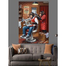 Artmeg Berber Maymun Saç Kesimi Dekoratif Kanvas - Mdf Ahşap Tablo