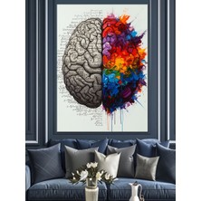 Karizma Tablo Renkli Yaratıcı Beyin Çizimi Dekoratif Kanvas - Mdf Ahşap Tablo