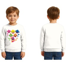 Sedirli Unisex Baby Shark Baskılı Çocuk Swaetshirt 3 Iplik Şardonlu