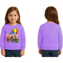Sedirli Unisex Roblox Baskılı Çocuk Swaetshirt 3 Iplik Şardonlu