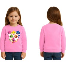 Sedirli Unisex Baby Shark Baskılı Çocuk Swaetshirt 3 Iplik Şardonlu