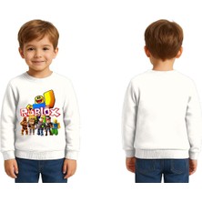 Sedirli Unisex Roblox Baskılı Çocuk Swaetshirt 3 Iplik Şardonlu