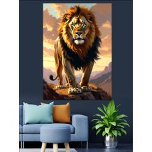 Karizma Tablo Doğada Yürüyen Aslan Kral Dekoratif Kanvas - Mdf Ahşap Tablo