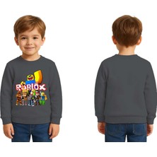 Sedirli Unisex Roblox Baskılı Çocuk Swaetshirt 3 Iplik Şardonlu