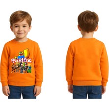 Sedirli Unisex Roblox Baskılı Çocuk Swaetshirt 3 Iplik Şardonlu